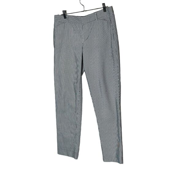 Gap slim cropped blue and white striped ankle pants size 8 tall - Picture 2 of 8